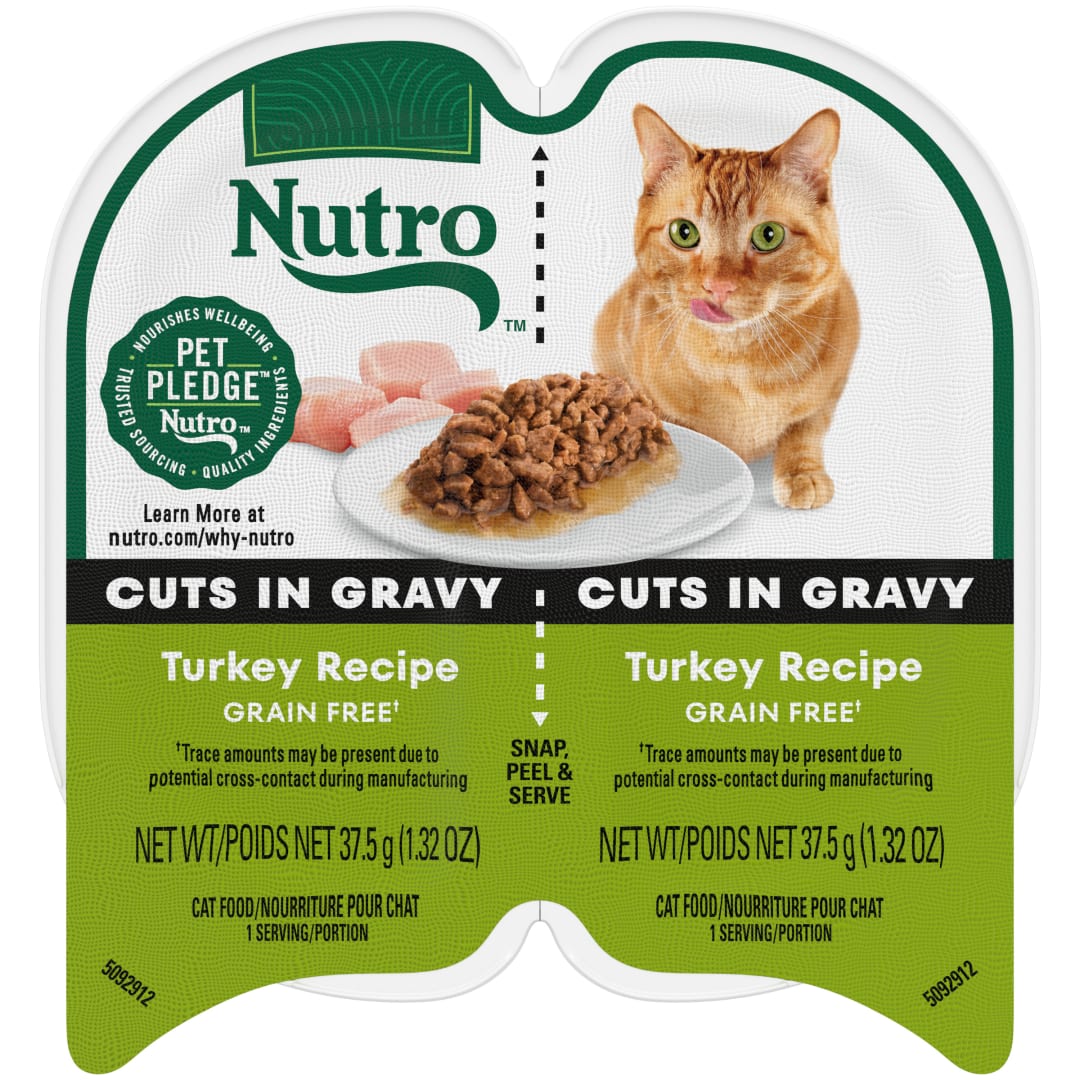 Nutro Perfect Portions Wet Cat Food, Cuts in Gravy Turkey Recipe, (1) 2.64 Twin-Pack Tray
