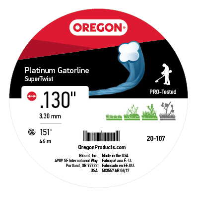Oregon Platinum Gatorline Round Trimmer Line, .130 inch by 151 Foot