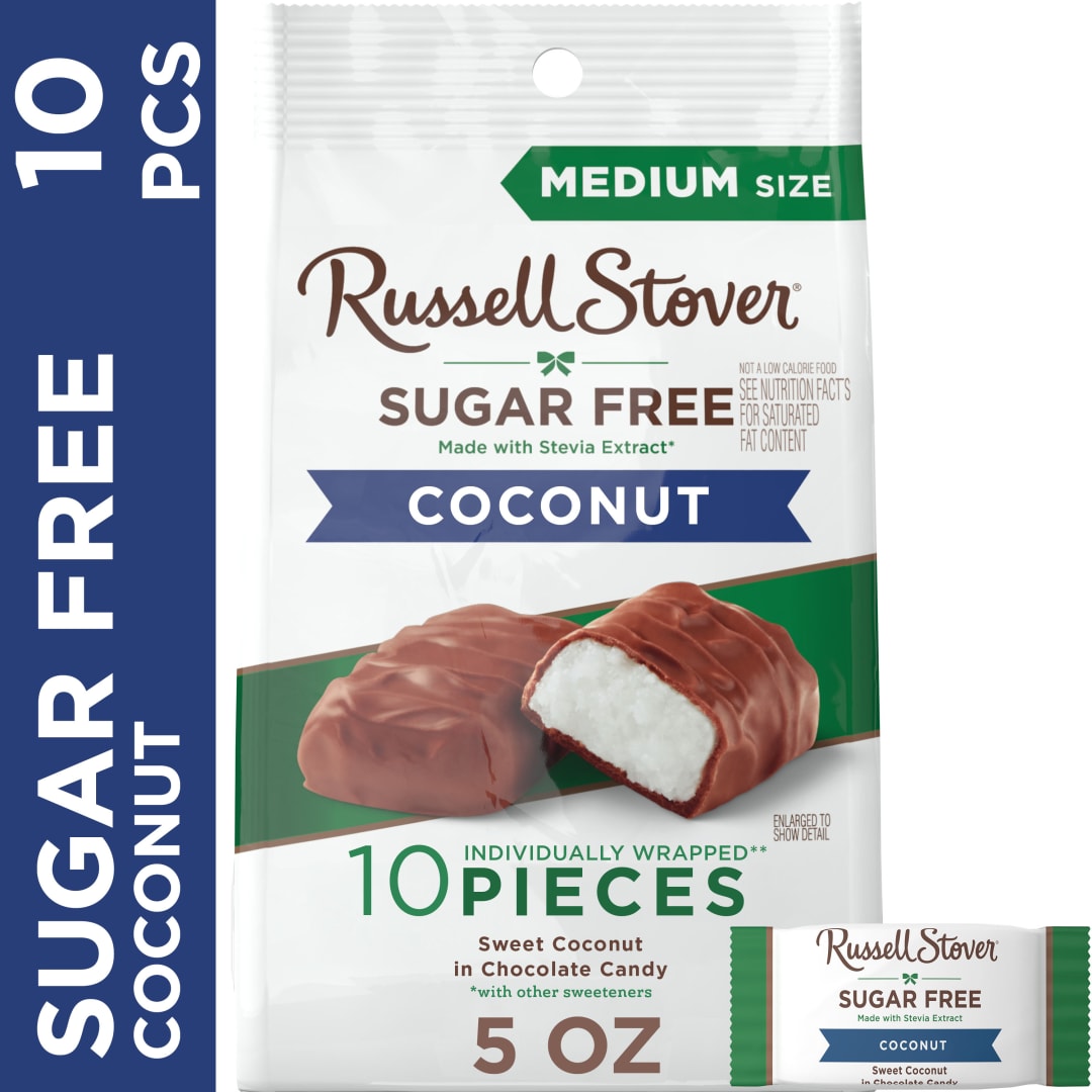 RUSSELL STOVER Sugar Free Coconut in Chocolate Candy, 5 oz. bag