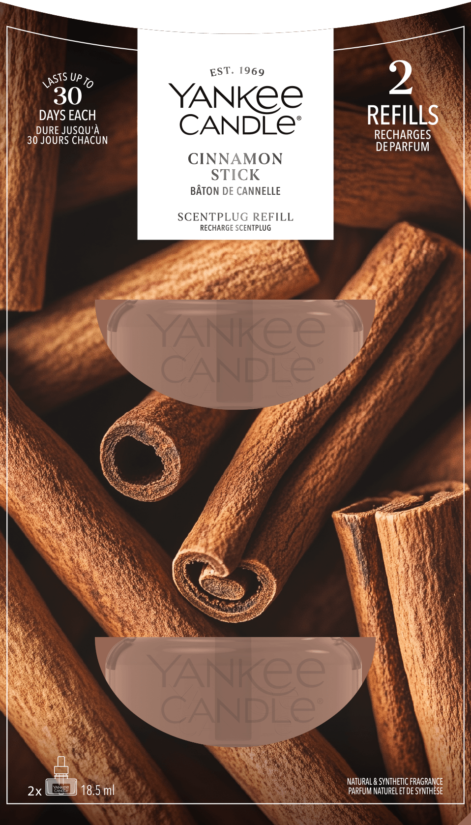 Yankee Candle Recambio para ambientador Scent Plug | Canela en rama | Para espacios pequeños y medianos | Fragancia duradera