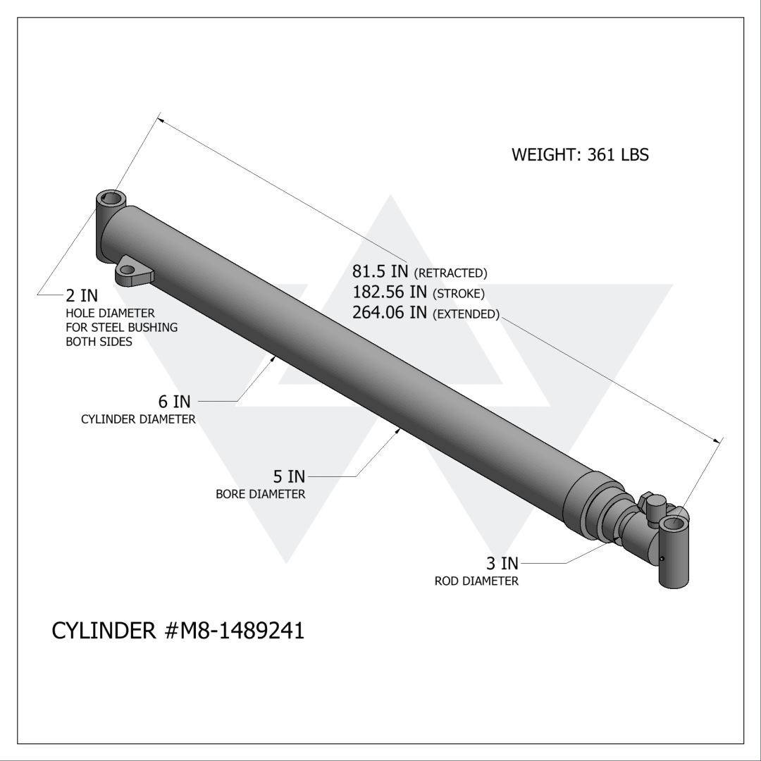 Wastebuilt® Replacement for McNeilus 39/43 Yard Long Body Ejector Cylinder (5" X 3" X 182.56")