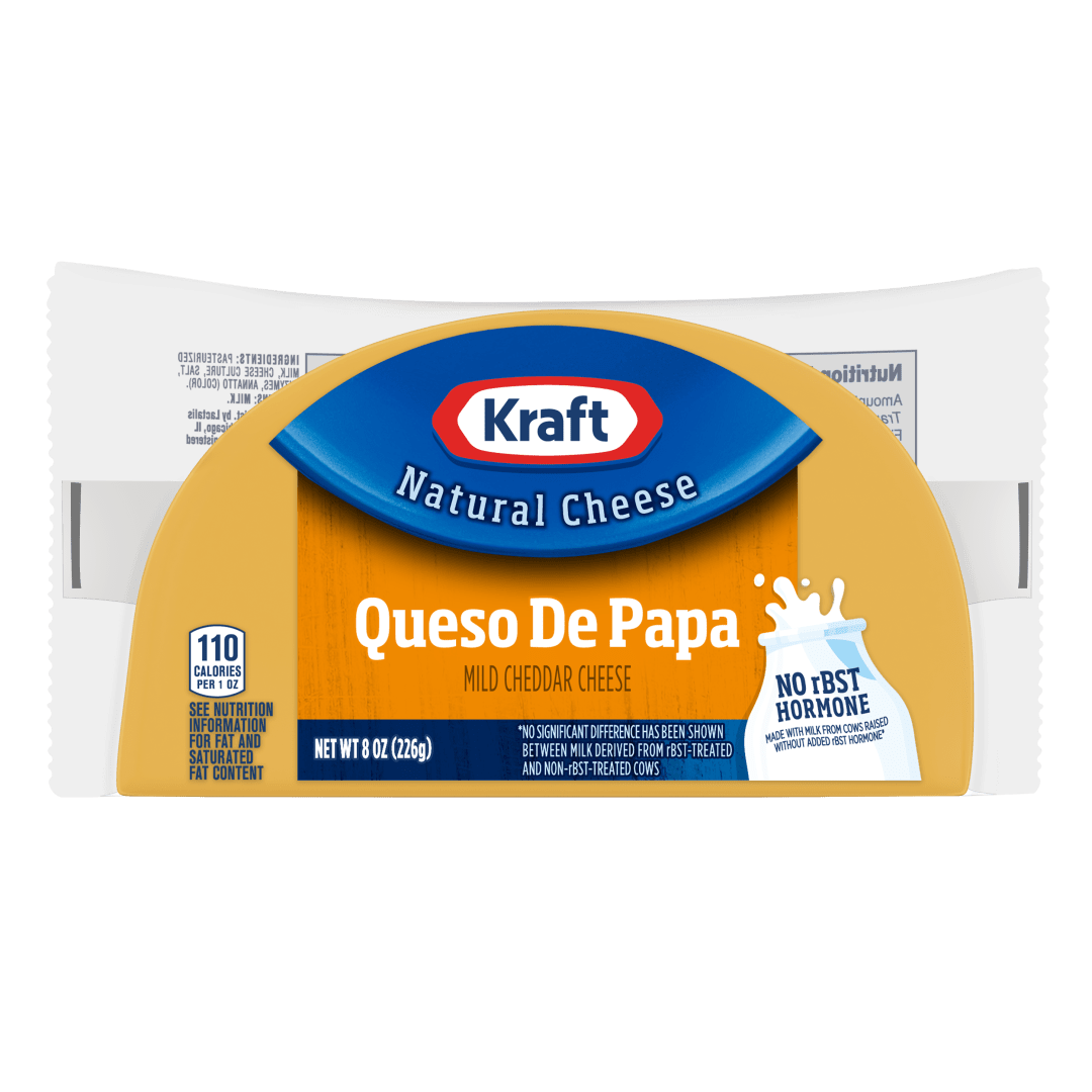 Kraft Queso de Papa Mild Cheddar Cheese Brick 8 oz Wrapper