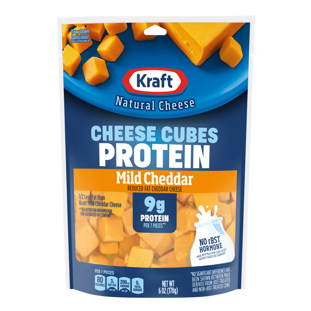 Kraft Protein Reduced Fat Mild Cheddar Cheese Cubes, 6 oz