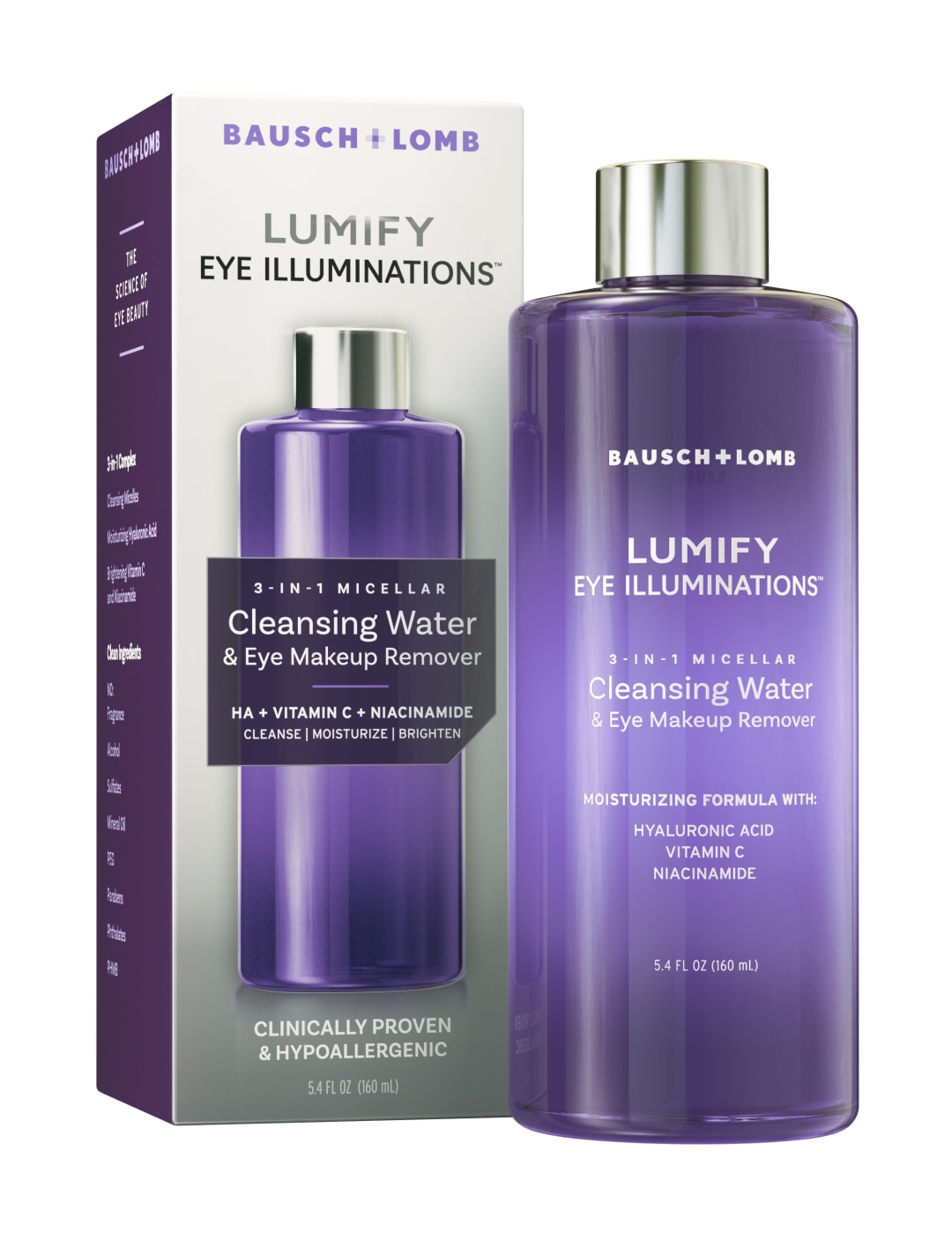LUMIFY Eye Illuminations 3-in-1 Micellar Cleansing Water &amp; Eye Makeup Remover 5.4 fl oz (160 mL)