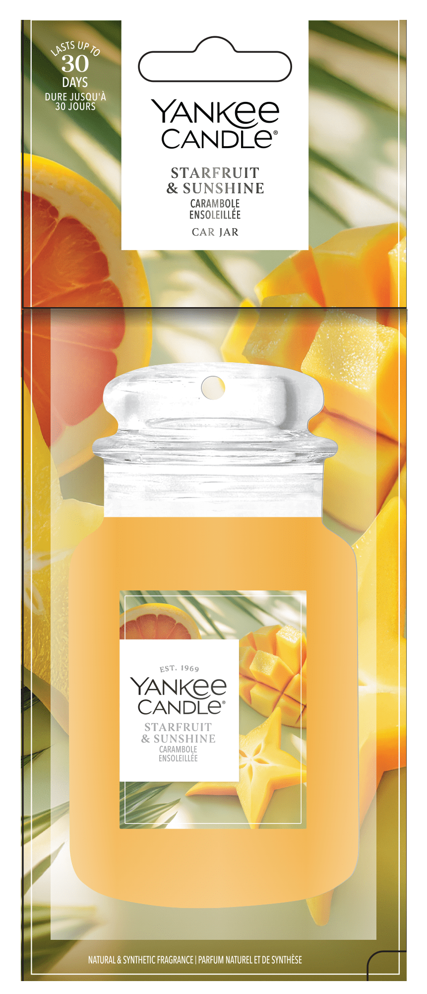 Yankee Candle | Car Jar | Fruta de la estrella y sol | Para coches y espacios pequeños en casa | Hasta 30 días