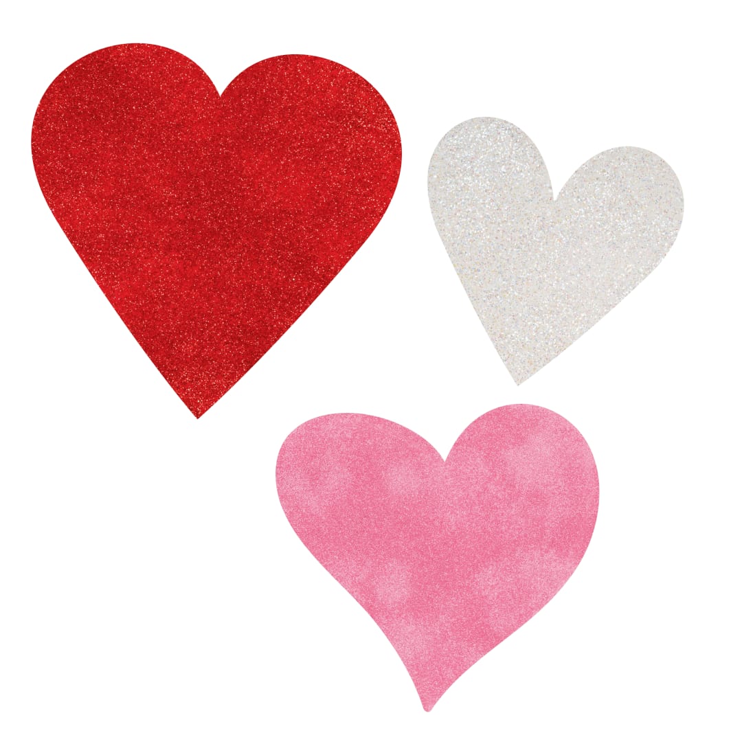 Mini Hearts Glitter Cut Outs, 6ct - Assorted
