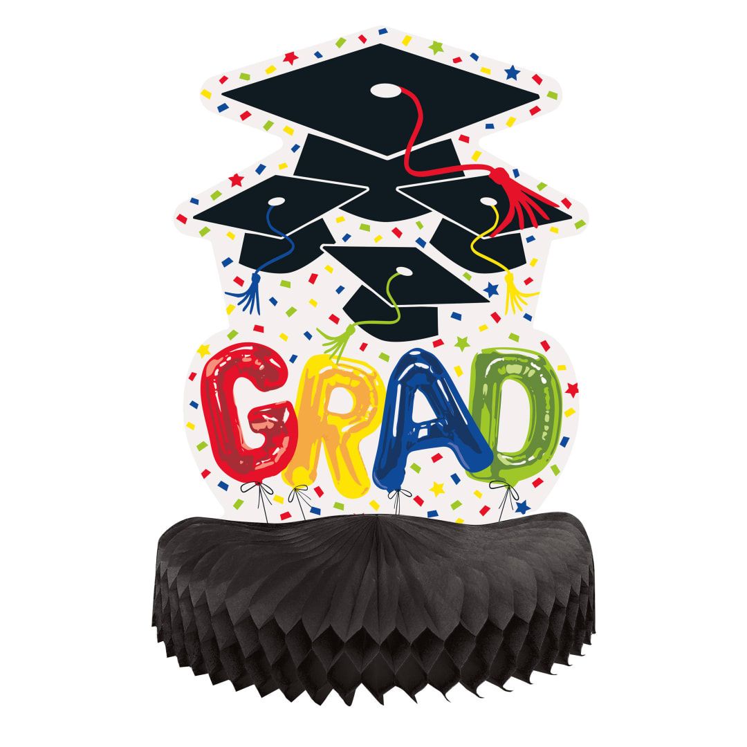 Letter Balloon Grad Honeycomb Centerpiece, 10"