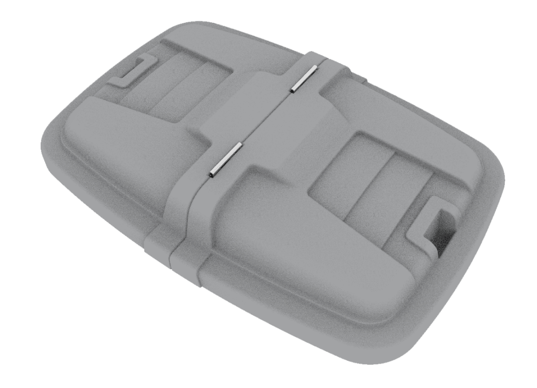 12 Cubic Feet Heavy Duty Manual Cube Truck Split Lid - Industrial Gray