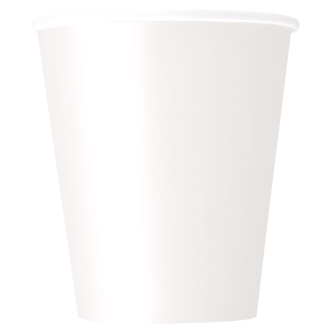 Bright White Solid 9oz Paper Cups, 20ct