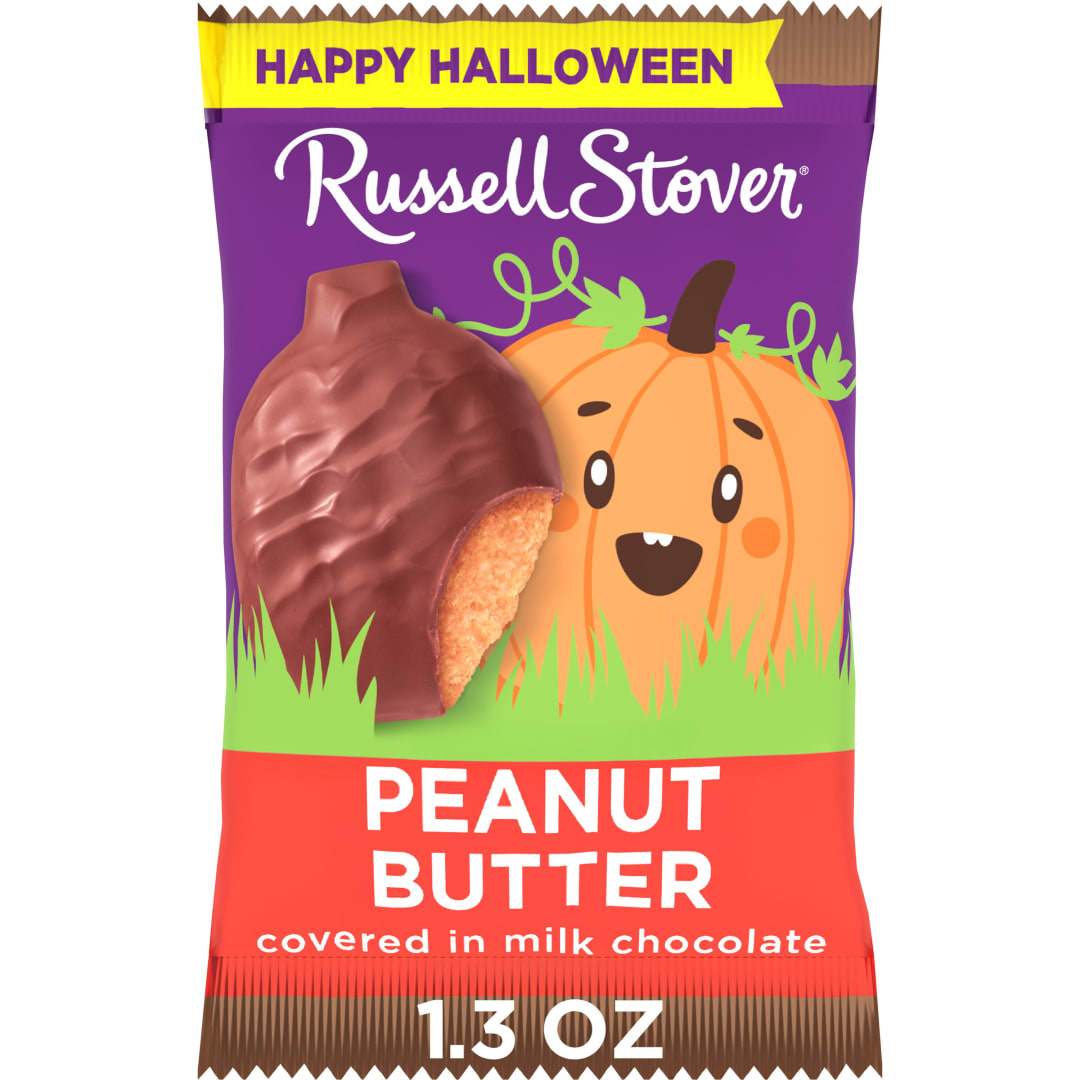 RUSSELL STOVER Halloween Milk Chocolate Peanut Butter Candy Bar Pumpkin, 1.3 oz.