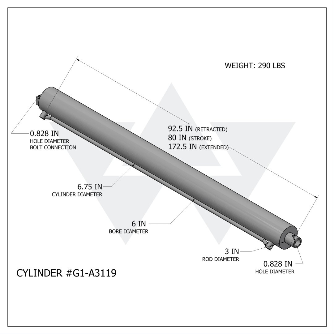 Galbreath™ Double Acting Winch Cylinder (6" X 3" X 80")
