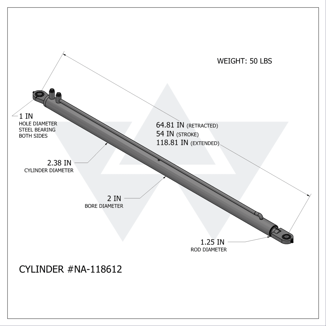 Wastebuilt® Replacement for New Way Horizontal Arm Cylinder (2" X 1.25" X 54")