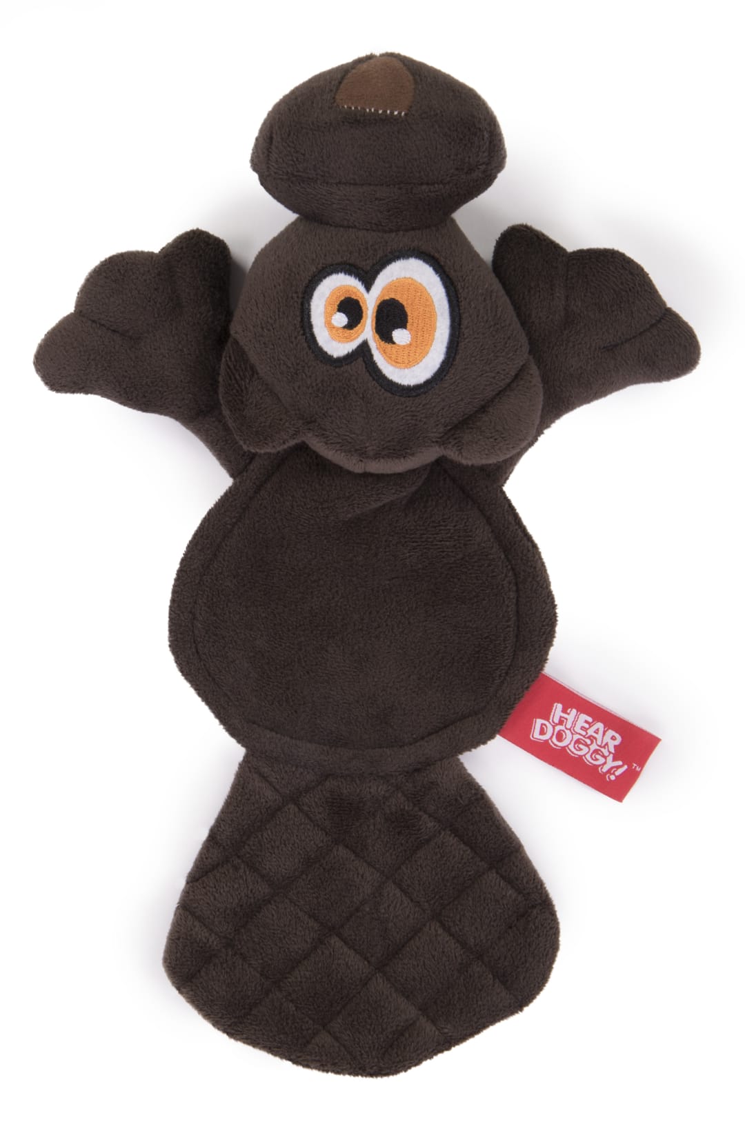 HEAR DOGGY! Flattie Beaver Silent Squeak Plush Dog Toy