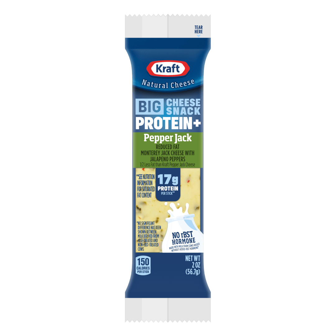 Kraft Natural Cheese Protein Reduced Fat Pepper Jack Protein Big Stick, 2 oz Stick
