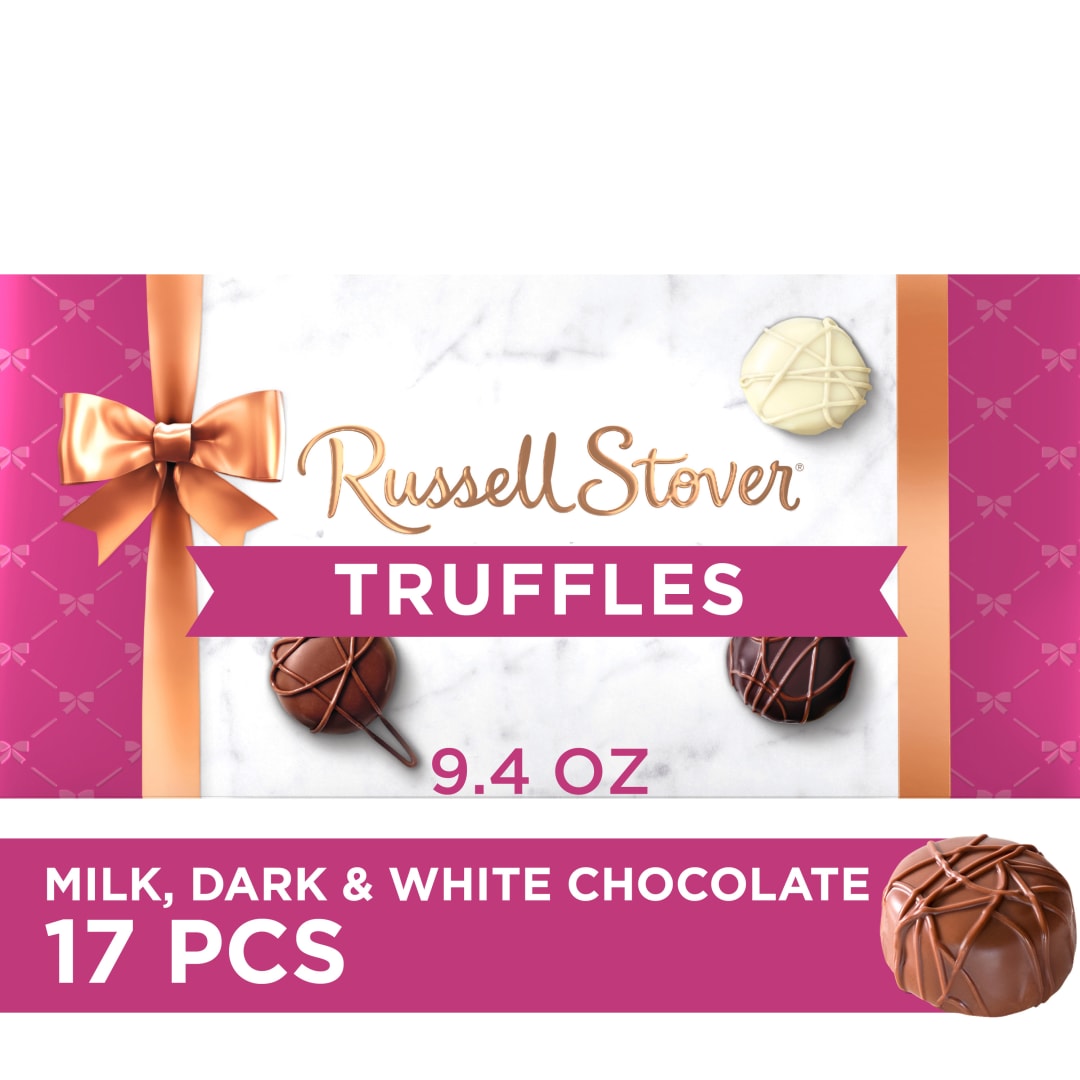 RUSSELL STOVER Truffles in Milk, Dark & White Chocolate Candy Gift Box, 9.4 oz.