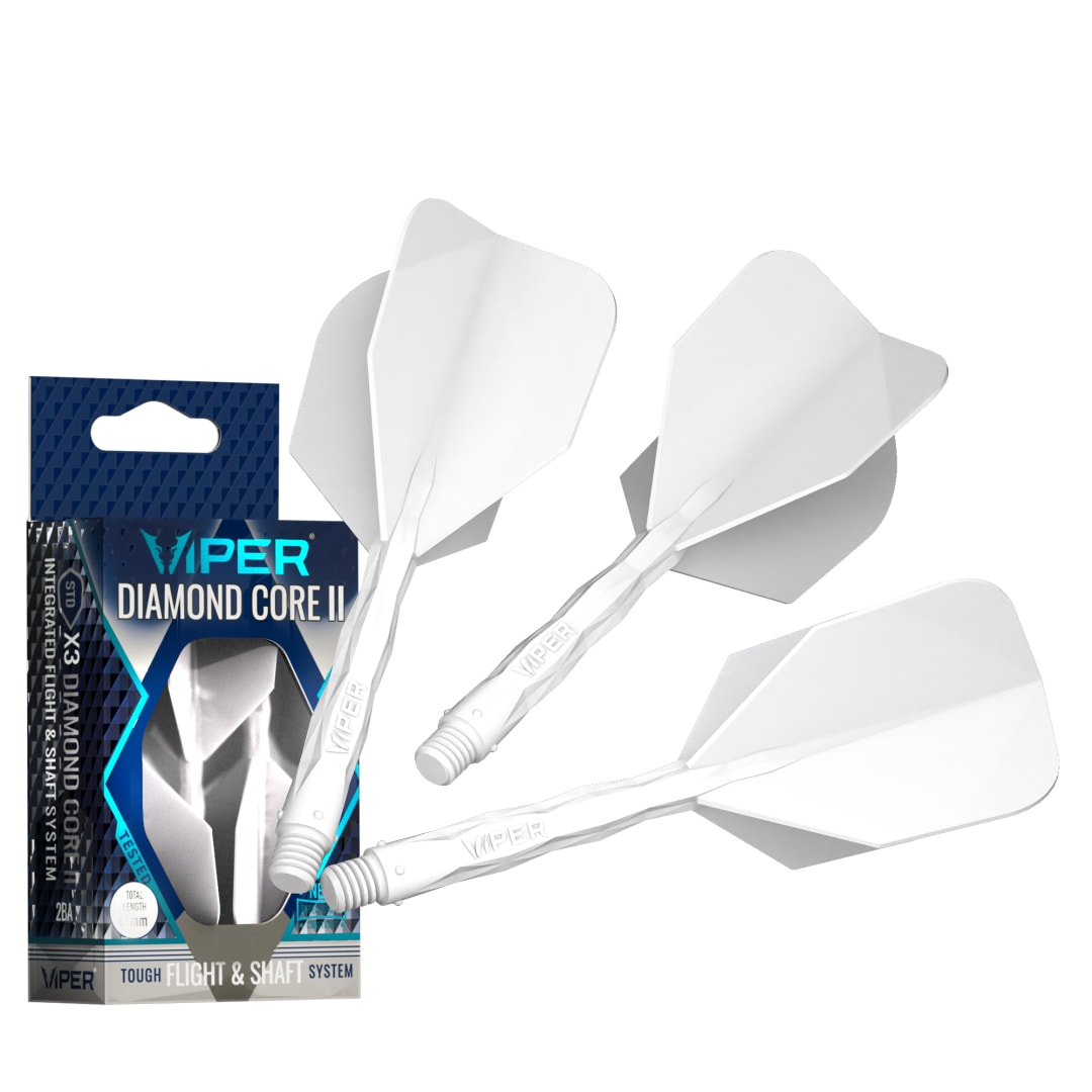 Viper Diamond Core II Integrated Dart Flight & Shaft System - Medium Shaft, Standard Flight - White