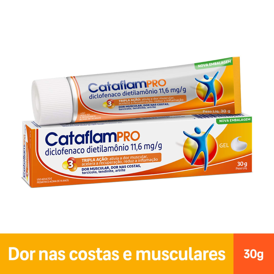 CataflamPRO Emulgel Tripla Ação Analgésico Anti-Inflamatório para Tratamento da Inflamação e Dor Muscular com 30g
