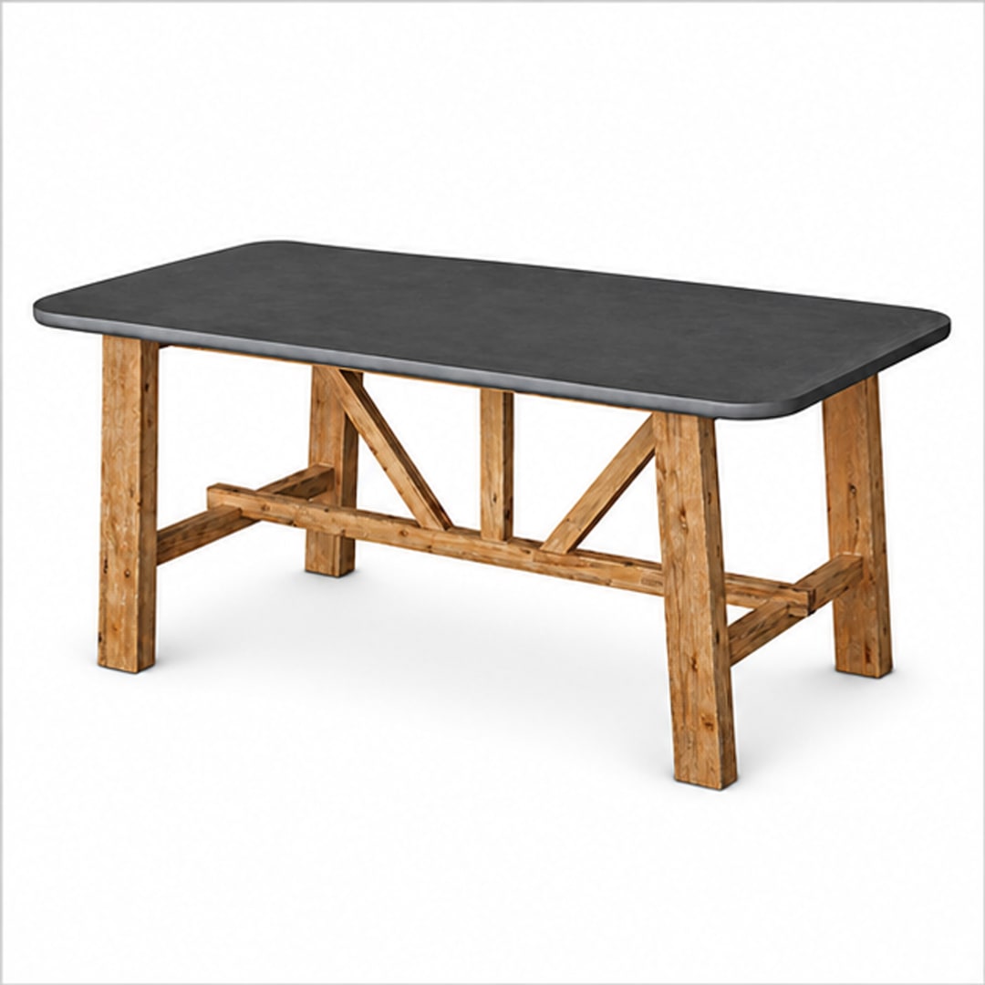 Modern Indoor/Outdoor Dark Grey 70.9" Rectangular Concrete Fiber Dining Table