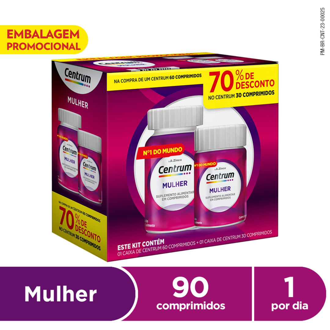Kit Centrum Gender Mulher Multivitaminico  de A a Zinco com Vitaminas e Minerais  com 30+60 Comprimidos