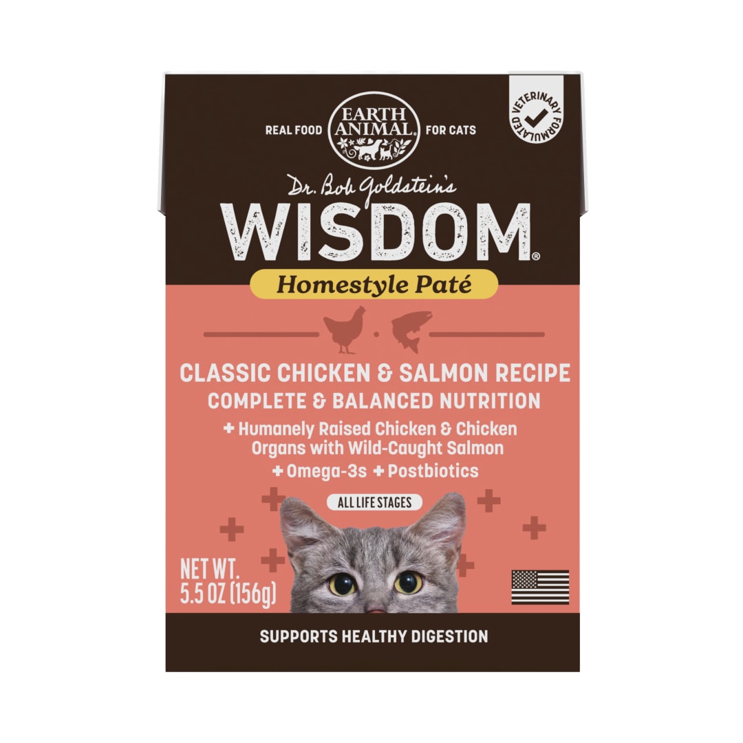 Earth Animal Wisdom Homestyle Paté Classic Chicken & Salmon Recipe Wet Cat Food, 5.5 oz Box
