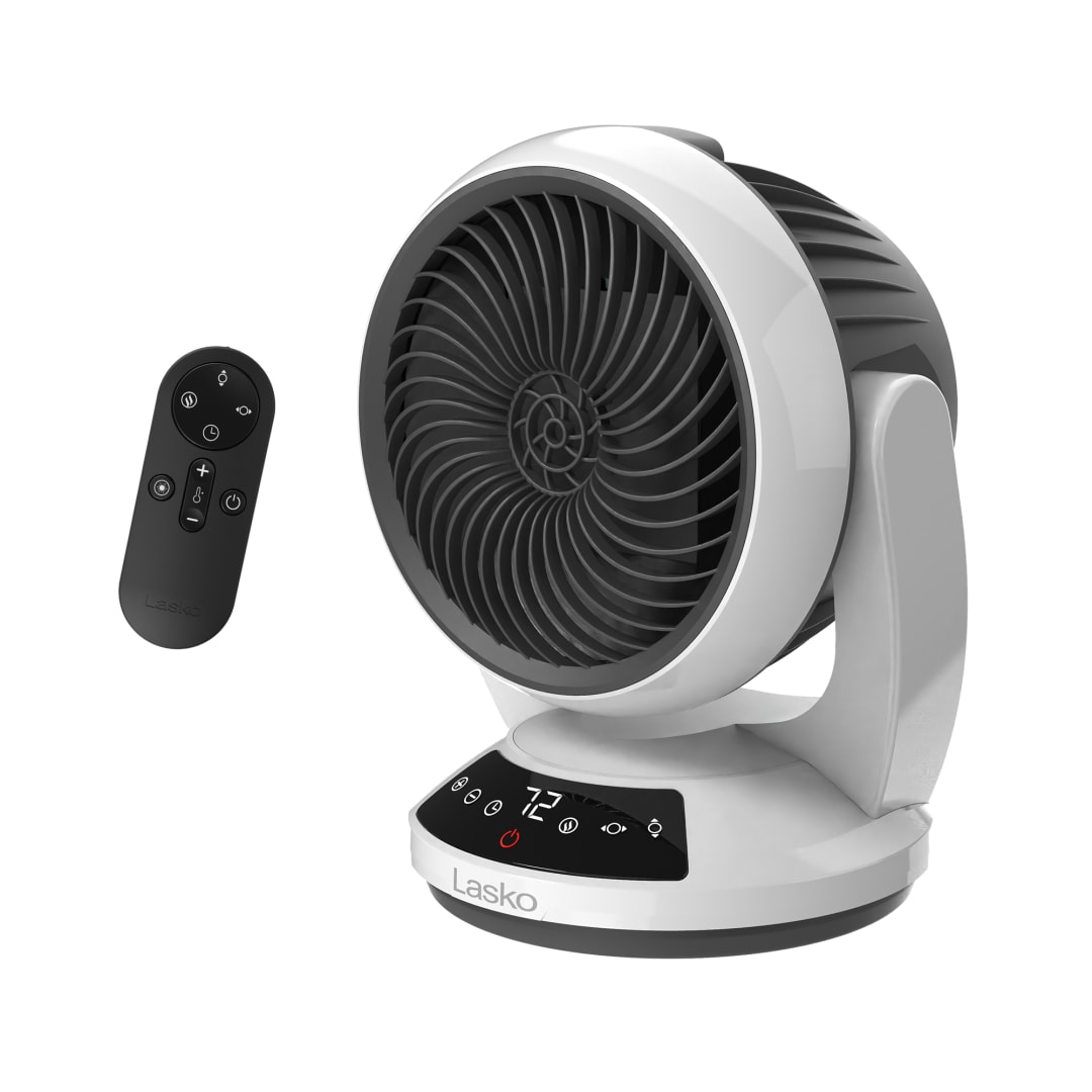 Lasko Whirlwind Heat™ Orbital Oscillation 1500-Watt Ceramic Space Heater with 3 Heat Settings, Fan Mode, Tip-Over Switch and Remote Control, White