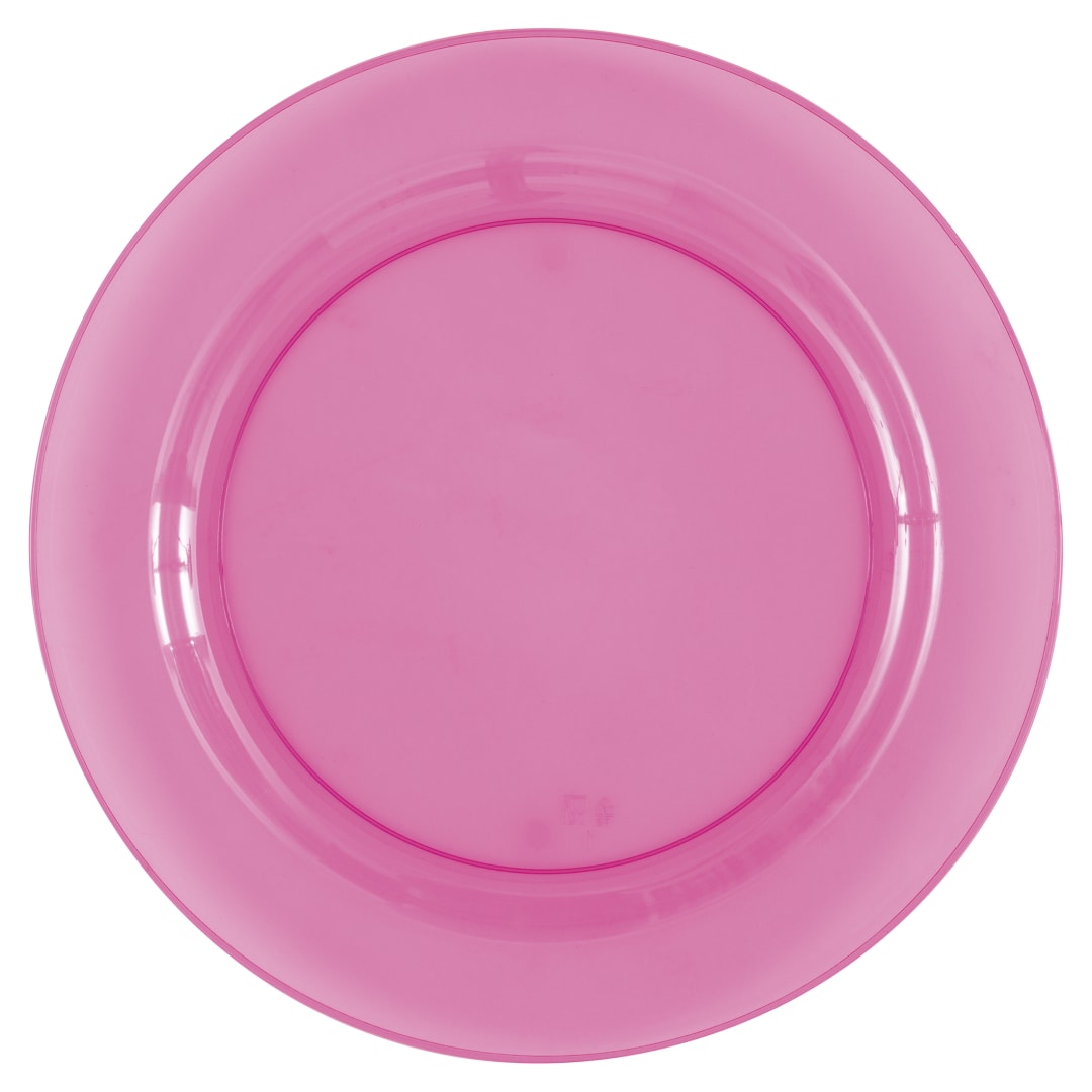 Pink Translucent Plastic Round 10" Dinner Plates, 4ct