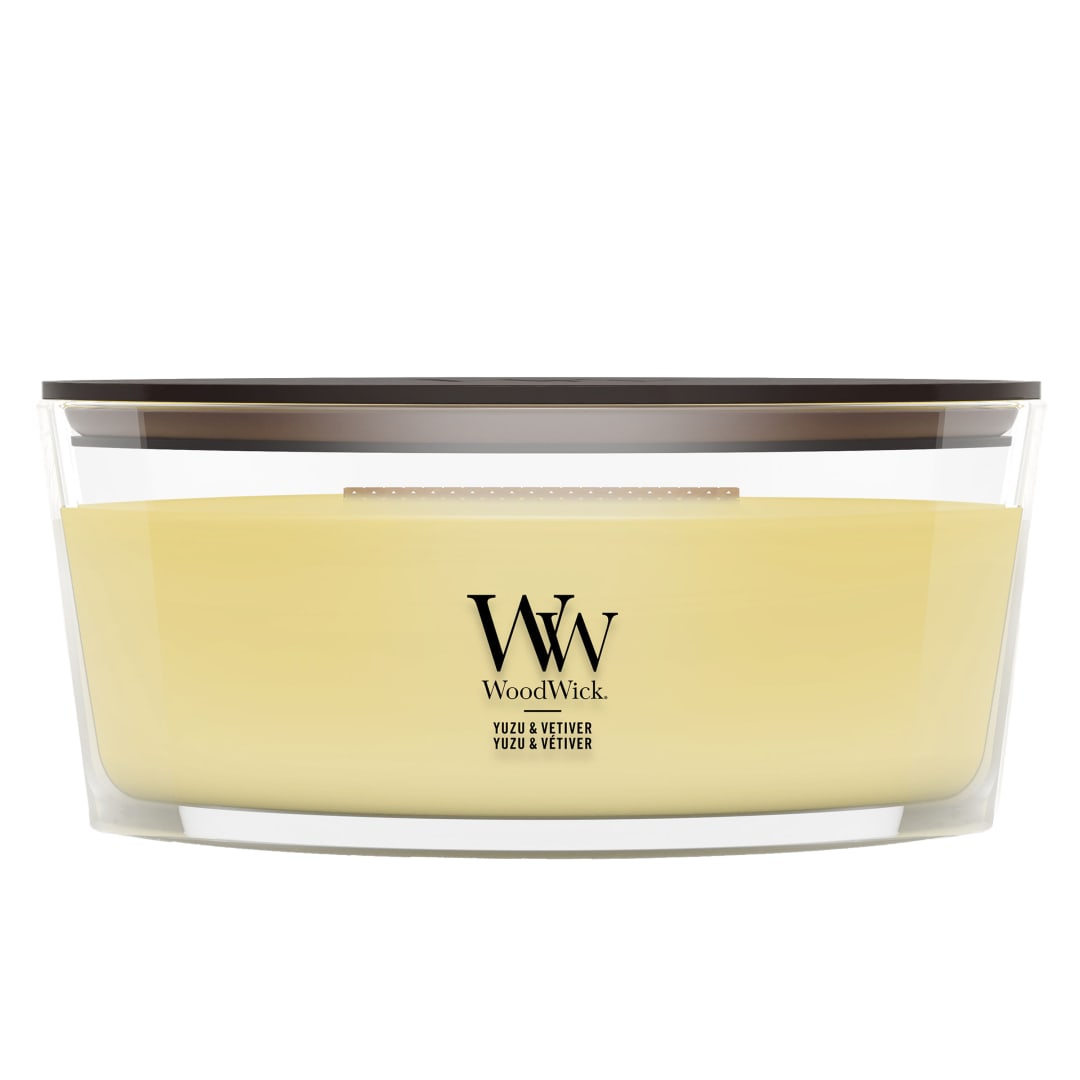 WoodWick Vela perfumada | Vela elíptica | Yuzu & Vetiver | Regalos perfectos para mujeres