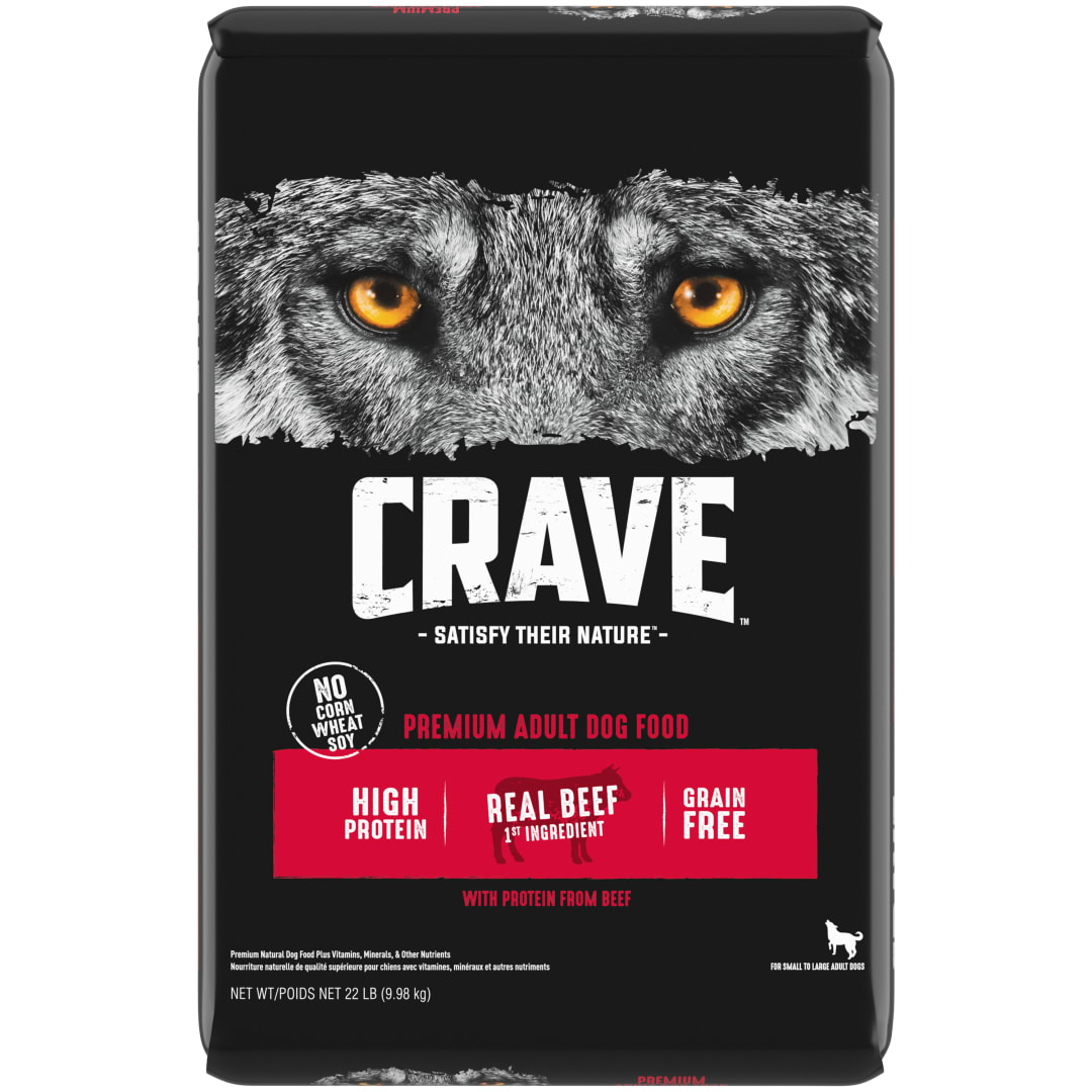CRAVE Grain Free Adult Dry Dog Food with Protein from Beef, 22 lb. Bag