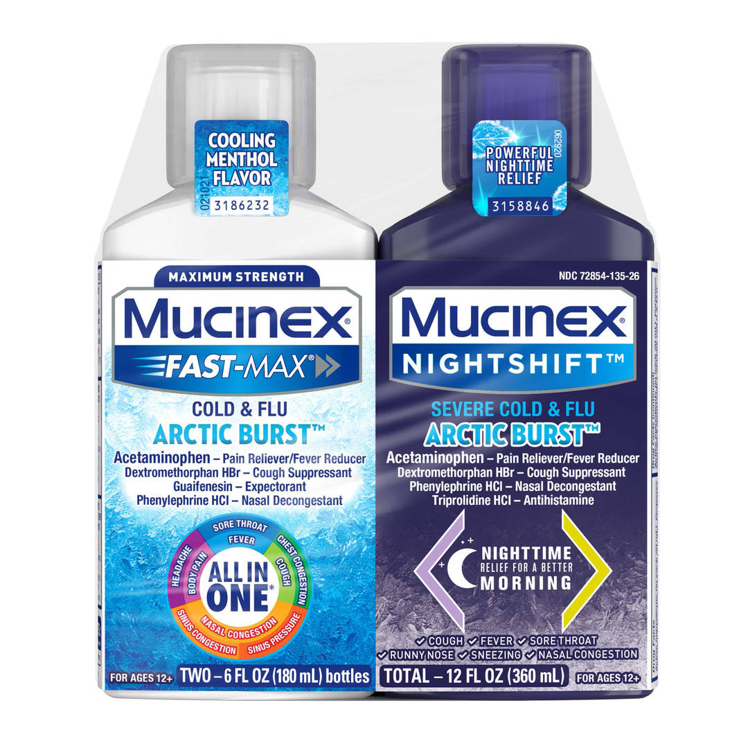 MUCINEX® Fast Max Liquid Cold & Flu Arctic Burst & MUCINEX® Nightshift Arctic Burst 3/(2x6) oz.