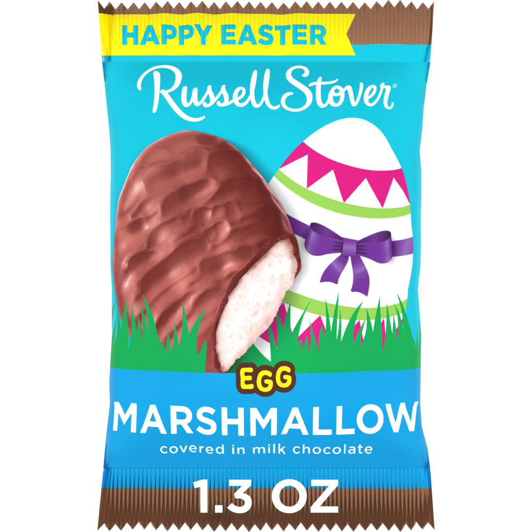 RUSSELL STOVER Easter Marshmallow Milk Chocolate Candy Easter Egg, 1.3 oz.