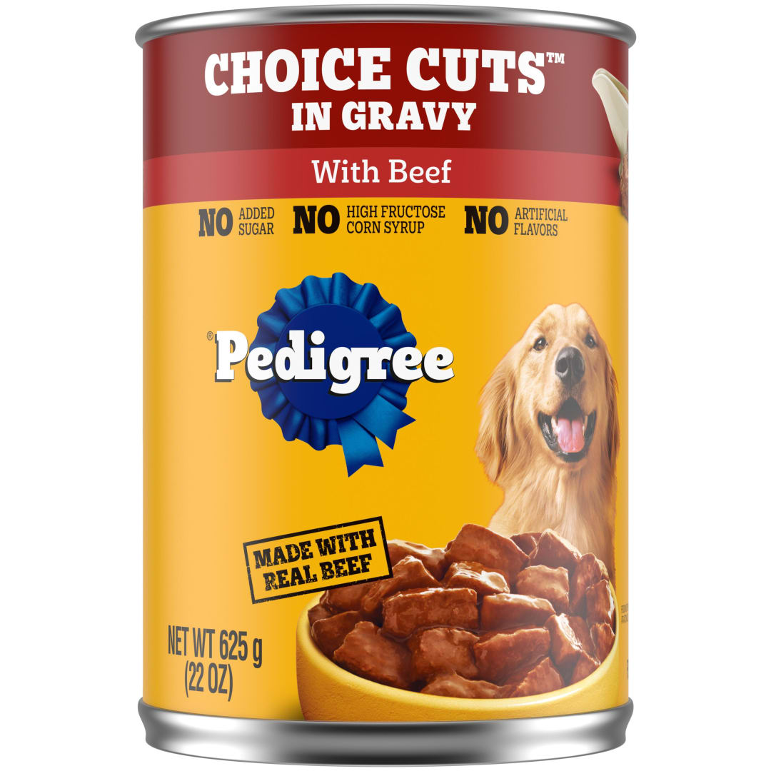 PEDIGREE CHOICE CUTS IN GRAVY Adult Canned Soft Wet Dog Food with Beef, 22 oz. Cans 12 Pack