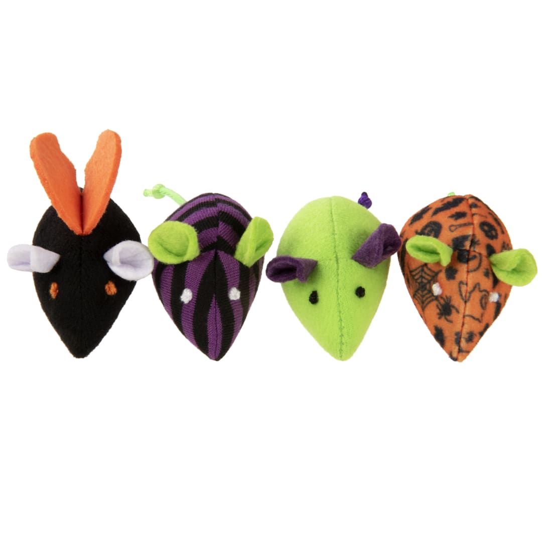 SmartyKat Skitter Mice (Set of 4) Plush Halloween Catnip Cat Toys