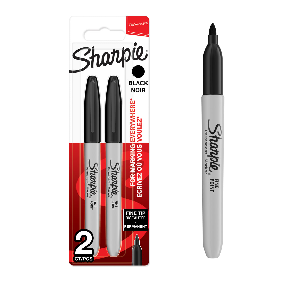 Sharpie rotuladores permanentes | punta fina | color negro | paquete de 2 marcadores | material escolar ideal