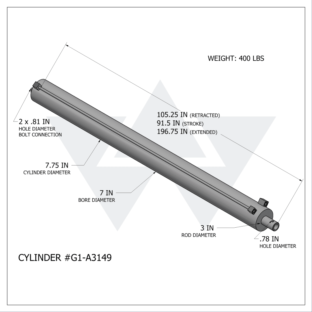Galbreath™ Hydraulic Winch Cylinder (7" X 3" X 91.5")