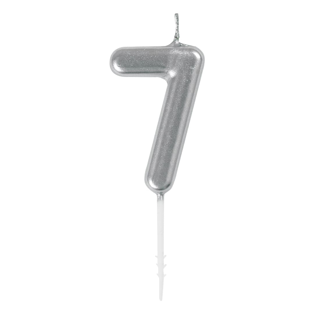 Mini Metallic Silver Number 7 Pick Birthday Candle