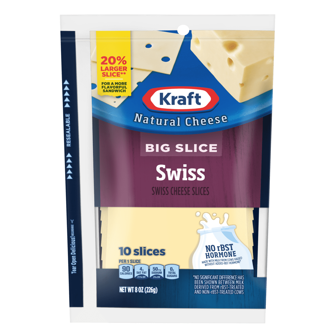Kraft Big Slice Swiss Cheese Slices, 10 ct Pack