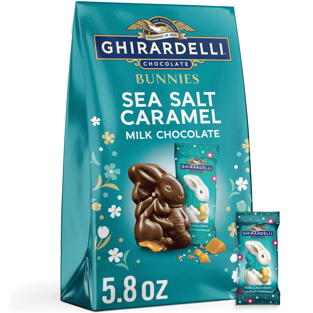 GHIRARDELLI Sea Salt Caramel Milk Chocolate Bunnies, 5.8 oz Bag