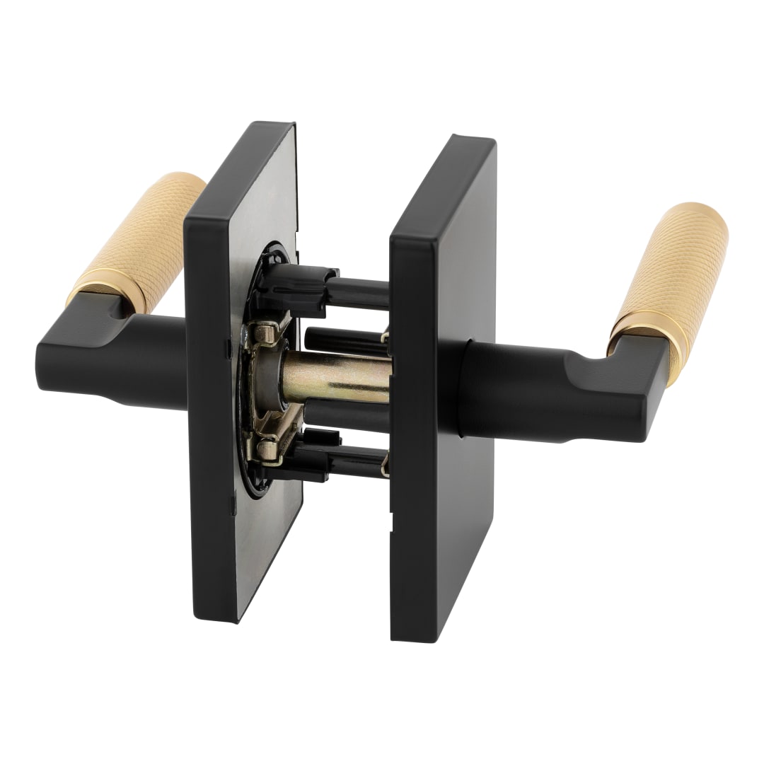 Prava Passage Lever (Rectangle) in Matte Black/Satin Brass