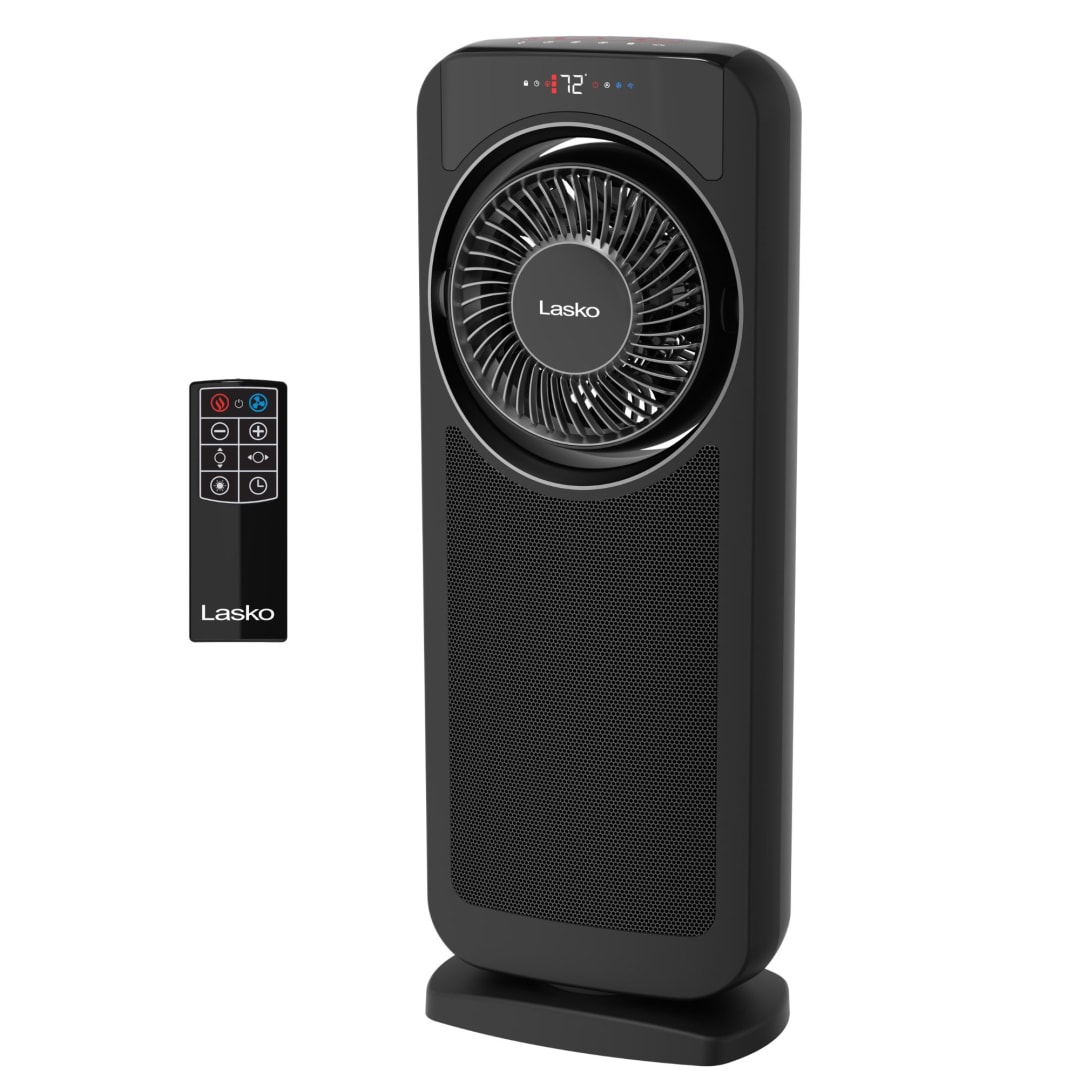 Lasko DUO Comfort Ceramic Space Heater and Fan Console with WhisperForce DC Technology and Remote Control, Black