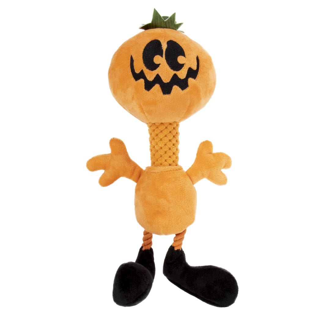 goDog Halloween Multi-tug Pumpkin Squeaky Plush Dog Toy, Chew Guard Technology