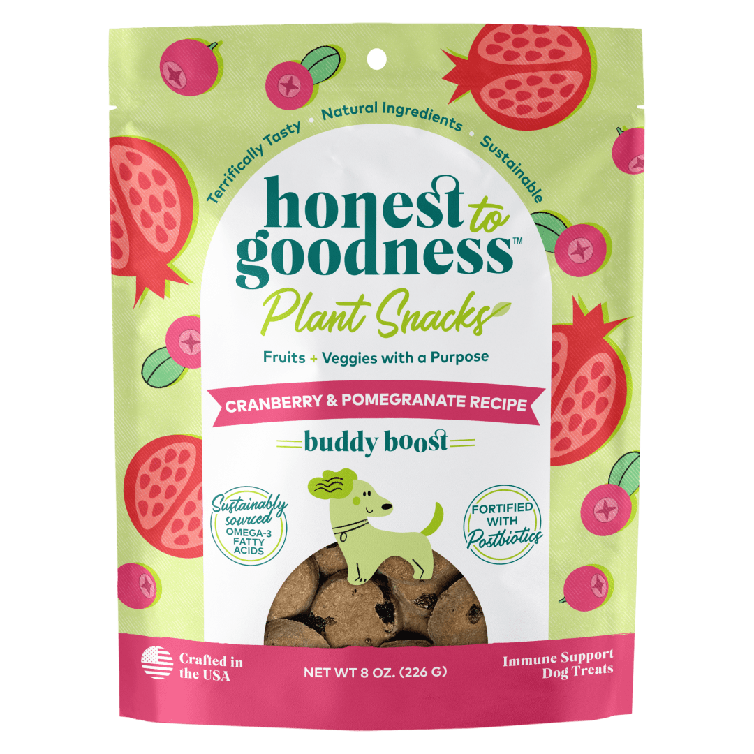 Honest To Goodness™ Plant Snacks Buddy Boost Cranberry &amp; Pomegranate Recipe Dog Treats, Enriched with Omega 3s &amp; Postbiotics, 8oz 8 oz Bag