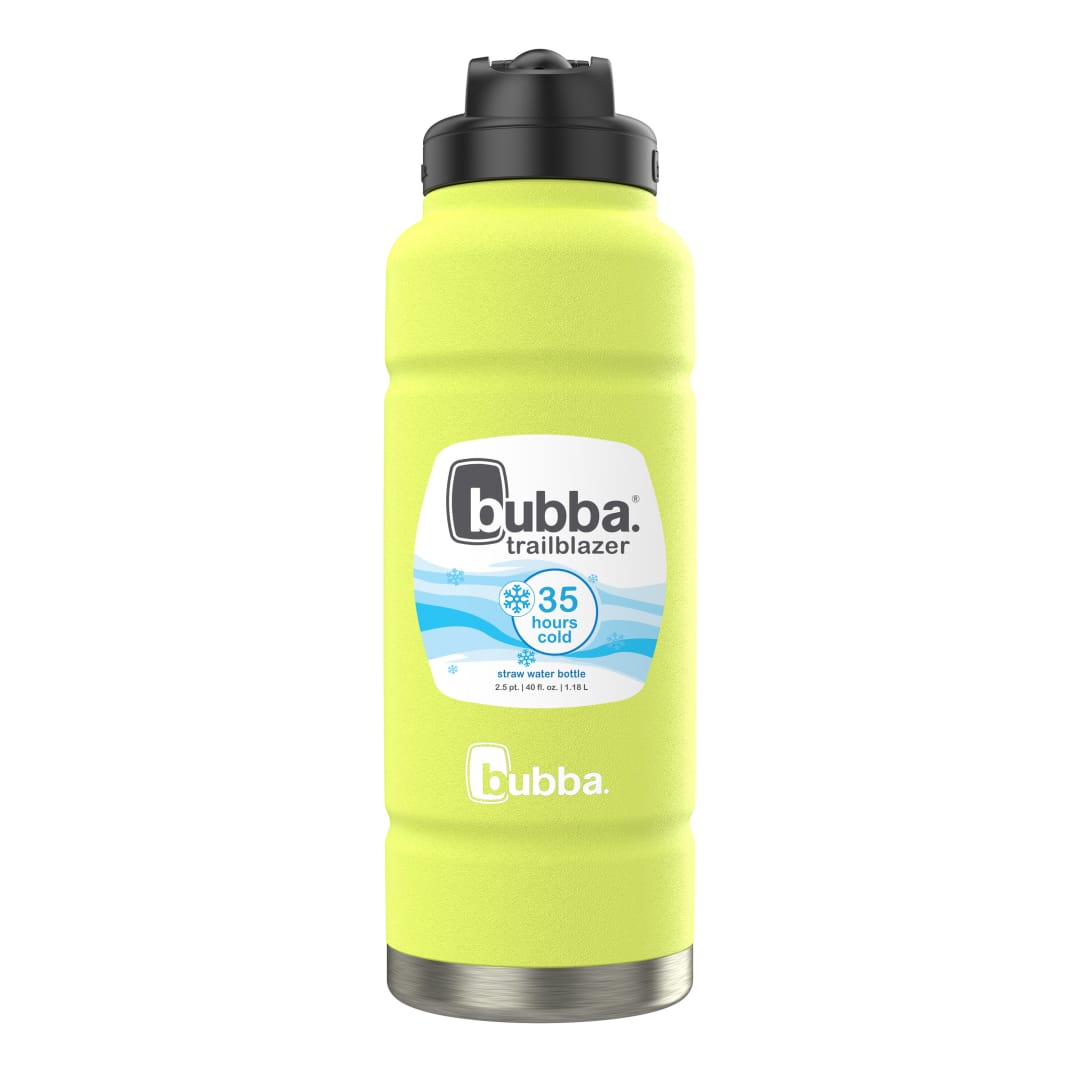 bubba® Botella de Agua Trailblazer, de Acero Inoxidable, con Pajita, 24 oz, Verde Neon