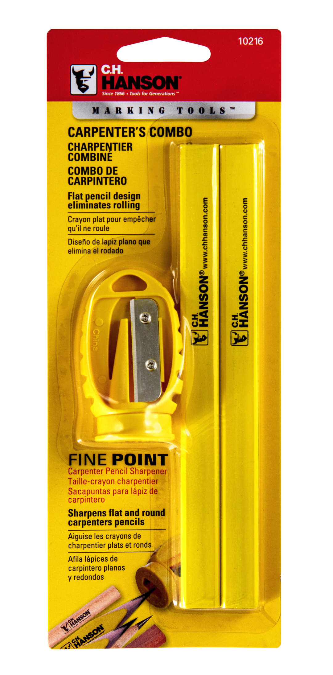 2 Carpenter Pencils With 1 Sharpener