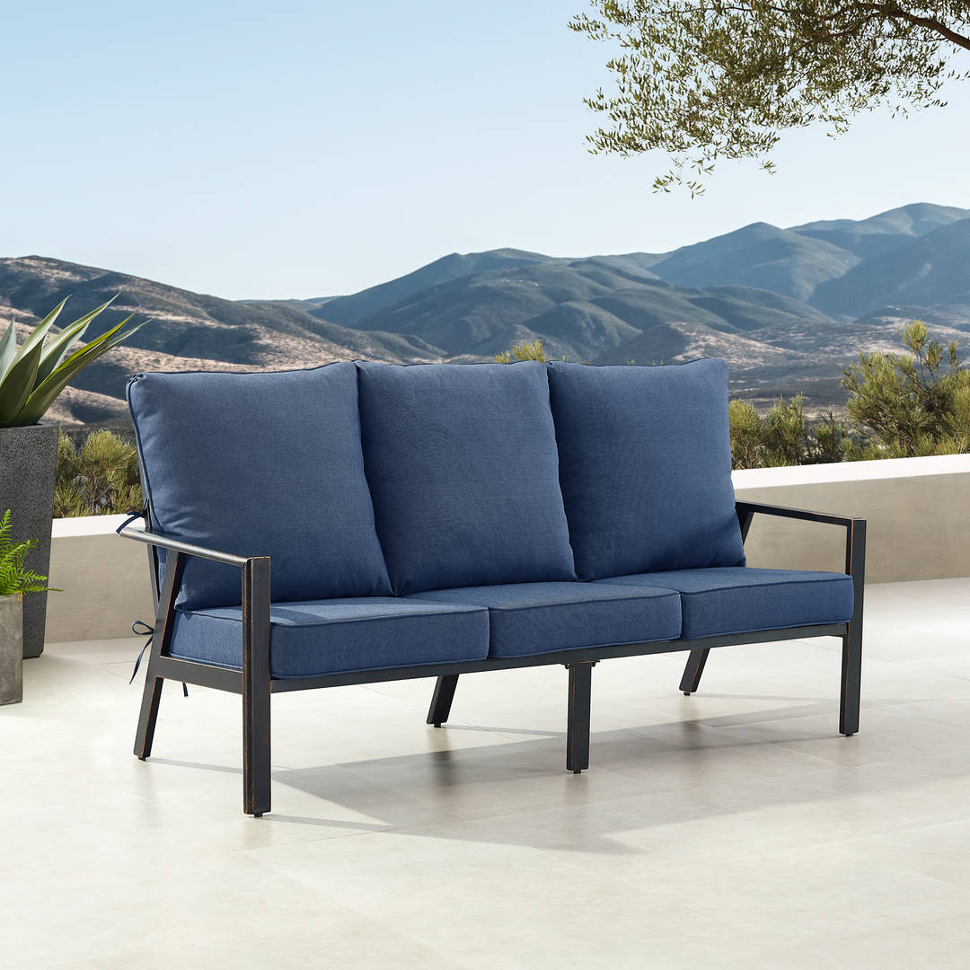 Black Aluminum Patio Deep Seating Sofa with Cushions