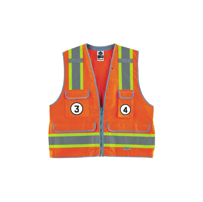 Glowear 8254HDZ Two-Tone Heavy-Duty Surveyors Vest - Type R, Class 2, Zipper