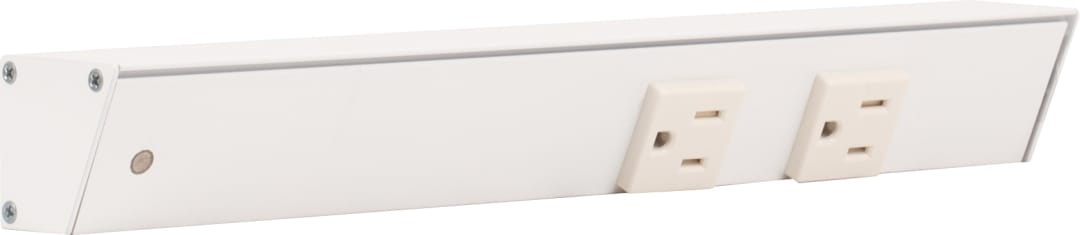 12" White APT Angle Power Strip, white receptacles, left wire entry