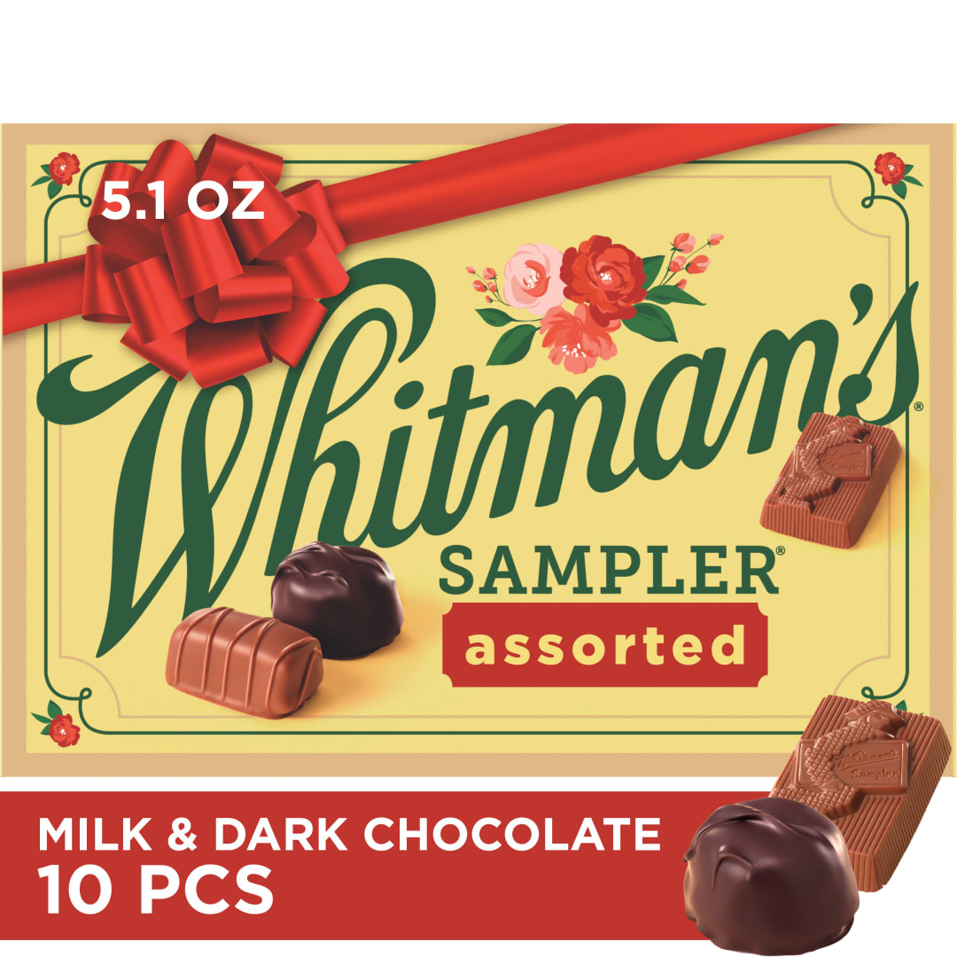 WHITMAN'S SAMPLER Christmas Assorted Milk & Dark Chocolate Candy Gift Box, 5.1 oz.