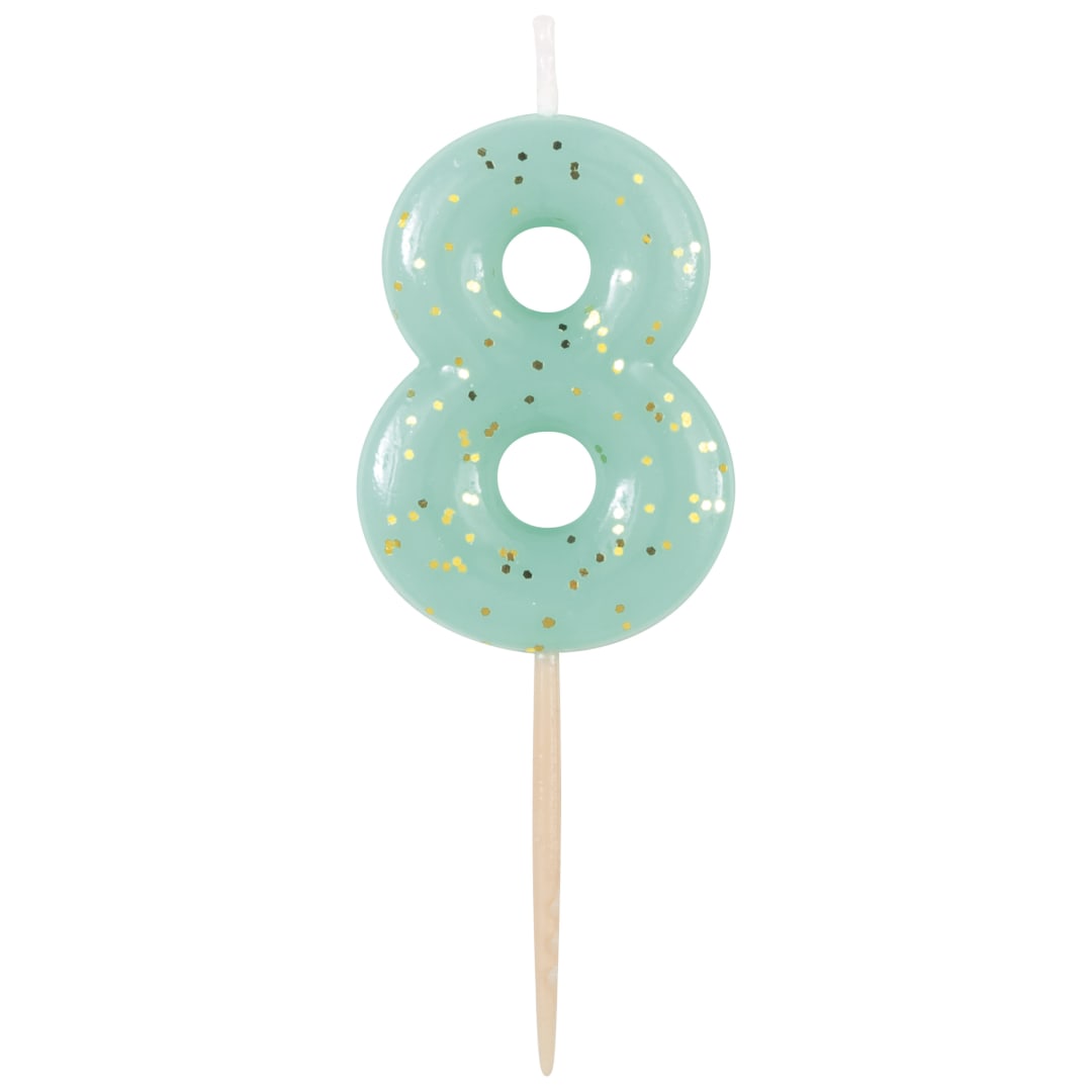 Mini Gold Glitter Pastel Number 8 Pick Birthday Candle