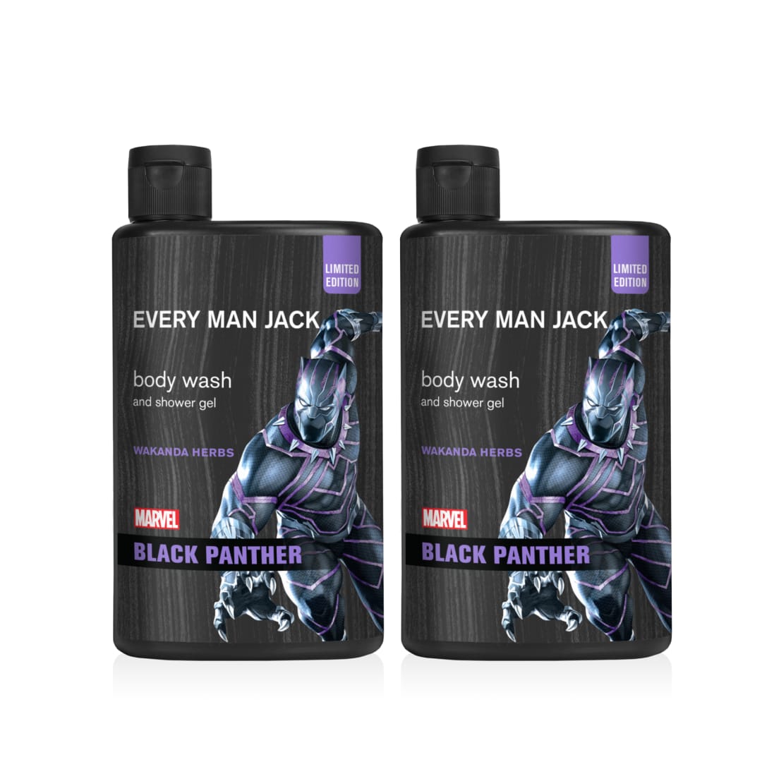 Every Man Jack Body Wash - Marvel Black Panther | 13.5-fl oz Twin Pack - 2 Bottles Included | Naturally Derived, Parabens-free, Pthalate-free, Dye-free, and Certified Cruelty Free