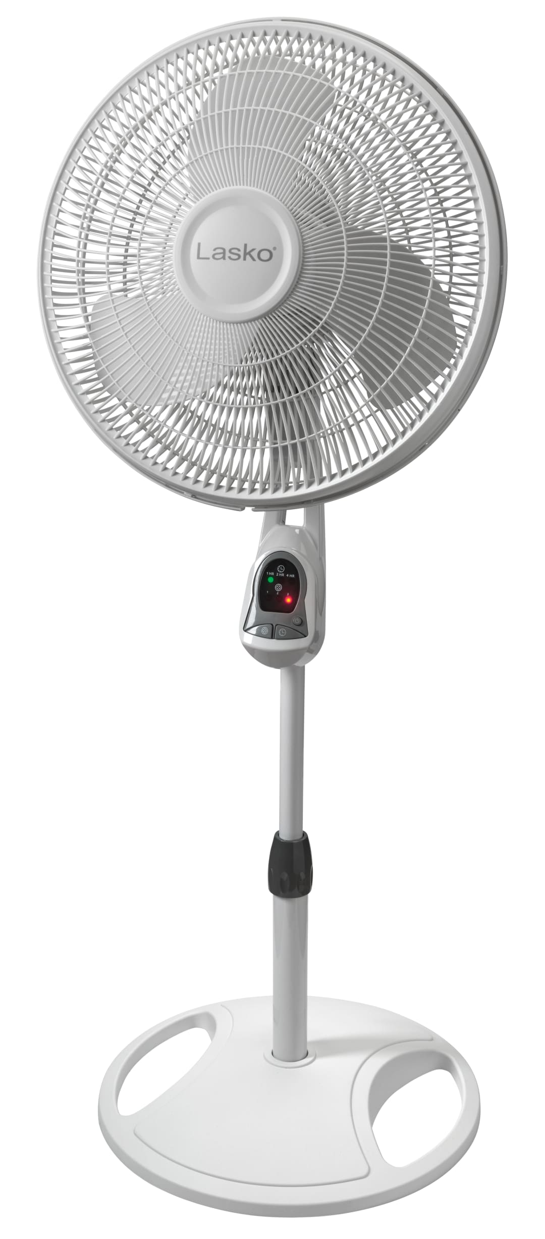 Lasko 16" Oscillating Pedestal Fan with 3 Speeds, 4-Hour Timer and Remote Control, White